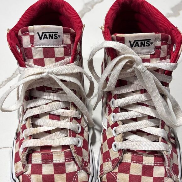 Vans Women’s Off the Wall SK8-Hi Red White Checkerboard Skater Sneakers Size 6.5 - Picture 5 of 15